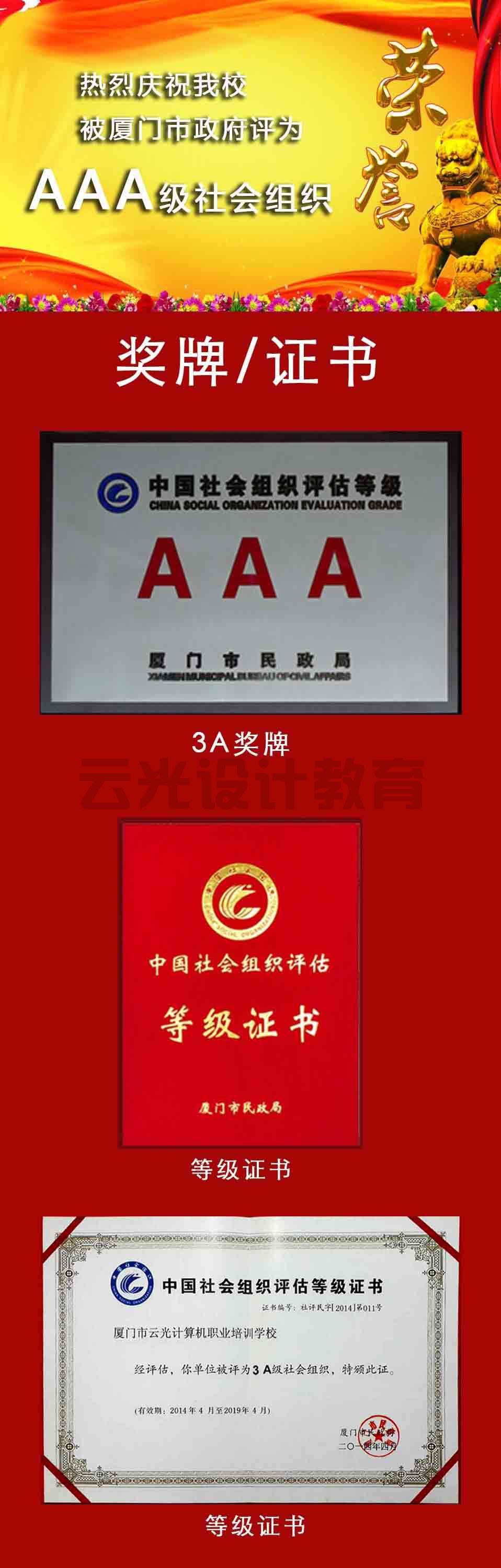 热烈庆祝我校被厦门市政府评为"AAA"级社会组织(图1)